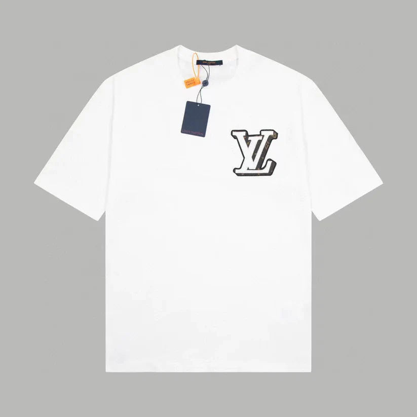 24SS Leather letter logo T-shirt