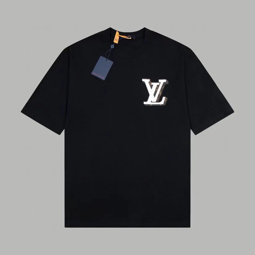 24SS Leather letter logo T-shirt