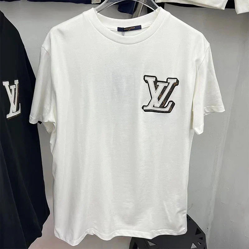 24SS Leather letter logo T-shirt