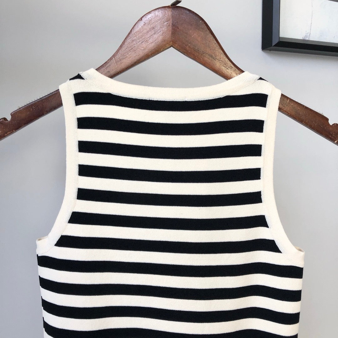 Black and white striped vest