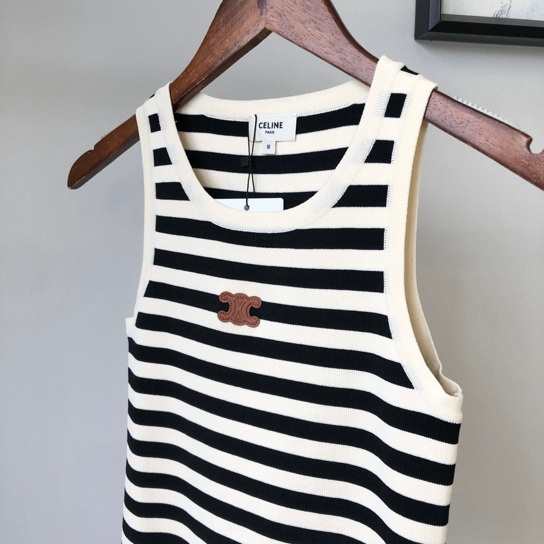 Black and white striped vest