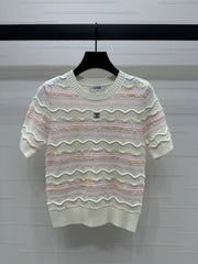 24FW NEW CC Hollow wave knitted short sleeves