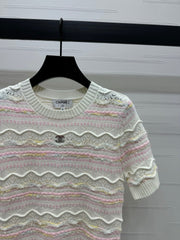 24FW NEW CC Hollow wave knitted short sleeves