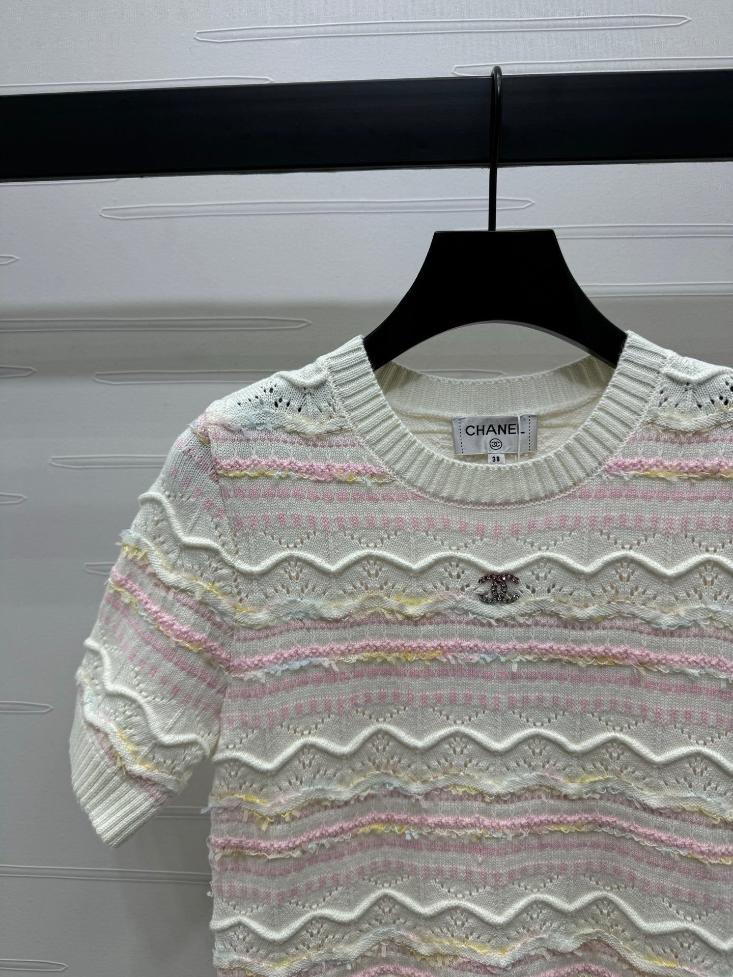 24FW NEW CC Hollow wave knitted short sleeves