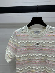 24FW NEW CC Hollow wave knitted short sleeves