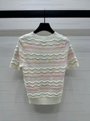 24FW NEW CC Hollow wave knitted short sleeves