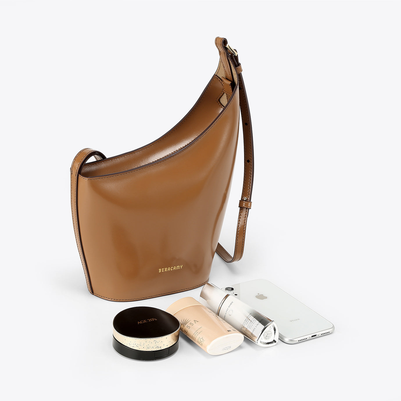 Curved Shoulder Bag - Caramel