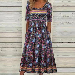 Boho Floral Midi Dress