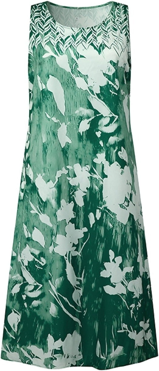 Green Floral Print Two Piece Dress