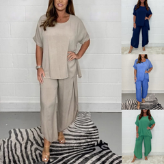 Casual Floaty 2 Piece Sleeved Trouser Set